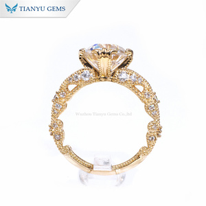 Anelli personalizzati 925 in oro massiccio 10K 14K argento 18K 3CTW tondo OEC Moissanite anello di fidanzamento - Product Image 2