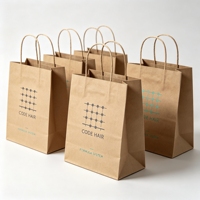 Sacs de courses en papier kraft biodégradable et écologiques, imprimés sur mesure, avec poignée en corde de coton et logo entièrement personnalisable