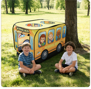 Grande tente de jeu IVY pour enfants, tente de camping imperméable pour l'extérieur, tente automatique pop-up en forme de bus de dessin animé, interactive parent-enfant, unisexe, 5-7 ans - Product Image 5