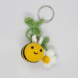 Colgante decorativo para coche de abejita de ganchillo hecho a mano con lana, con diseño de planta en maceta y muñeca, para espejo retrovisor, producto terminado, de fábrica transfronteriza - Product Image 4