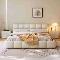 Cadre de lit moderne en bois massif de taille Queen/King Size avec tête de lit en cuir Mobilier de chambre à coucher au dernier design pour hôtels