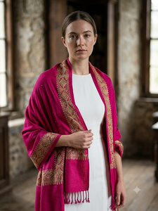 Classic Embroidered Floral Digital Print Viscose Shawl Long Fringe Soft Warm Lightweight Breathable Reversible Traditional - Product Image 6