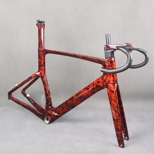 Red Water Ripple <b>Paint</b> Carbon Fiber Disc Road Bike <b>Frame</b> TT-X38 Stem+handlebar Tire 700X32C - Product Image 1