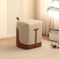 Tabouret de coiffeuse pour chambre à coucher, tabouret de vanité pour chambre principale, tabouret en cuir pour la maison, tabouret de salon, table basse pour le thé et le café, tabouret rond, tabouret de canapé