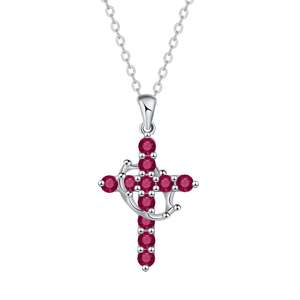 2025 haute qualité 12 mois pierre de naissance croix collier argent ton religieux pendentif bijoux pour cadeaux - Product Image 6