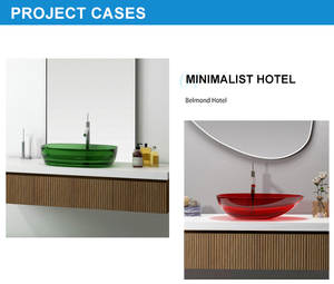 Lavabo Ovalado Artístico Transparente y Colorido, Lavabo Moderno de Resina Transparente con Desagüe para Diseños de Baños de Villas - Product Image 6