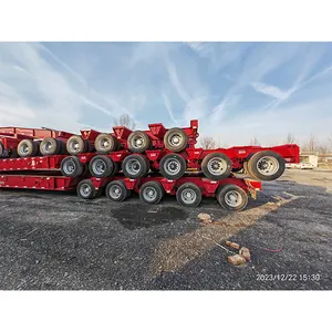 Construction Machinery Transport 3 4-axis 60T 100T Low Bed Semi-trailer Lowboy Truck Trailer