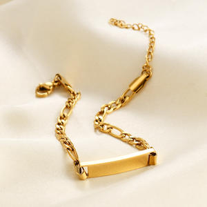 Nouveau bracelet incurvé personnalisable en acier inoxydable plaqué or 18 carats, gravable, ajustable, géométrique, tendance, pour enfants - Product Image 5