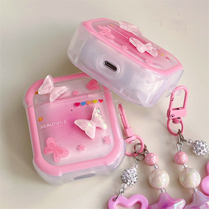 เคสซิลิโคนลายดาวผีเสื้อน่ารัก DIY สำหรับ Apple Airpods 4 Pro 2 3  พร้อมกลิตเตอร์  ลายพิมพ์รูปหัวใจ - Product Image 3