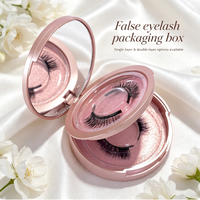 Boîte d'emballage pour faux cils, boîte ronde pour cils couleur or rose, deux paires par boîte, boîte à cils, maquillage des yeux