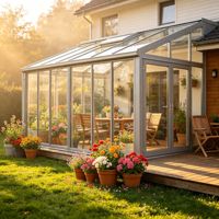 Véranda en aluminium Aomeja résistante aux ouragans, capacité de charge de la neige 200 kg/m², double vitrage Low-E, inclinée, sur mesure, pour villa, patio, toutes saisons