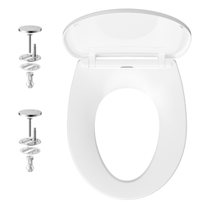 Siège de toilette blanc en duroplast en forme de O, avec mécanisme de fermeture douce et système de dégagement rapide, sans effort - Product Image 2