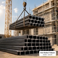 Profilé en acier en forme de T laminé à chaud SS400 S235JR, finition usine, barre en T structurelle pour la construction