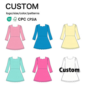Scalloped Hem <b>Girls</b> Athletic <b>Dress</b> <b>Long</b> Sleeve High Stretch Nylon Spandex Yoga Wear And OEM ODM Custom Color Size - Product Image 1