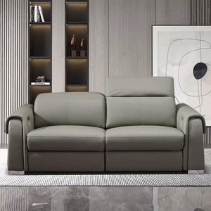 Fauteuil inclinable moderne en cuir italien, première couche de cuir de vachette, combinaison intelligente et fonctionnelle pour petit salon/appartement RU2112 Authentique - Product Image 1