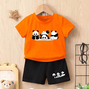 2025 nouveau Design enfant en bas âge garçon vêtements été à manches courtes bio bambou garçon T-Shirt enfants 2 pièces pantalon tenue garçon chemises - Product Image 1