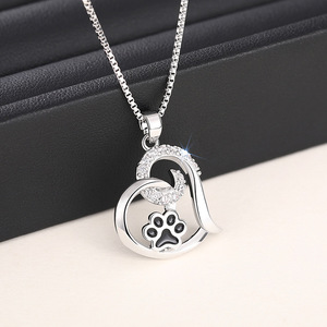 Collana con Ciondolo a Cuore e Zampa di Animale Domestico per Donne, Stile Smaltato, Gioiello alla Moda, Regalo - Product Image 5