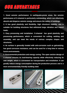 Perfil de acero inoxidable conformado en frío de alta resistencia y larga duración, tipo C ranurado, para sistema de soporte - Product Image 2