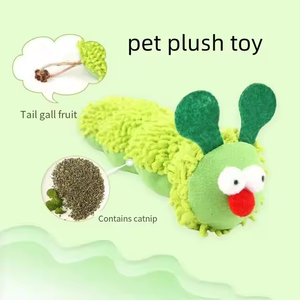 Venta al por mayor, juguete interactivo para mascotas, juguetes para gatos de peluche con forma de oruga con hierba gatera - Product Image 2