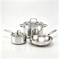 Ensemble de casseroles et poêles WOXIANG multi-usages en acier inoxydable avec couvercles en verre trempé, base plaquée, faciles à nettoyer