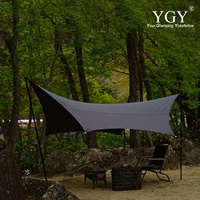 YGY 3.2*2.9M étanche jardin auvent Poly coton/TC bâche auvent parasol tente hamac toile pluie mouche hexagone pour Camping soleil