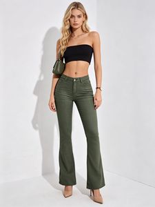 Jeans micro-évasés au style frais et doux pour femmes, pantalons stretch slim fit adaptés aux filles aux silhouettes pomme - Product Image 3