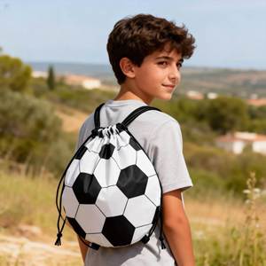 Football Eco-Friendly Non-Woven Fabric Unisex Folding <b>Drawstring</b> <b>Backpack</b> Shoe Storage Large Capacity Party-Themed - Product Image 2