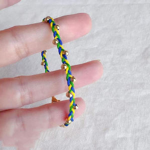 Bandera de moda pulsera de cuerda trenzada hecha a mano de acero inoxidable Cuenta de oro ajustable pulsera de banderas de países africanos <span class=keywords><strong>colombianos</strong></span> - Product Image 3