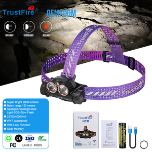 Linterna Frontal LED TrustFire H7R Súper Brillante de 2000 Lúmenes, Recargable, Luz <span class=keywords><strong>Roja</strong></span>, Haz Ajustable, Impermeable, para Caza y Camping al Aire Libre - Product Image 1