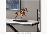 Nouvelle console d'entrée multifonctionnelle en marbre et fer forgé de style chinois, mobilier de maison de luxe léger