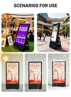 Pantalla Publicitaria Digital Portátil Plegable con Batería, Pantalla LCD Vertical Móvil, Kiosco con Soporte Rodante Inalámbrico