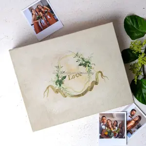 Aangepaste Afdrukken Luxe Hardcover Alternatieve Blanco Pagina Bruiloft Receptie Foto Gastenboek Voor Bruiloft