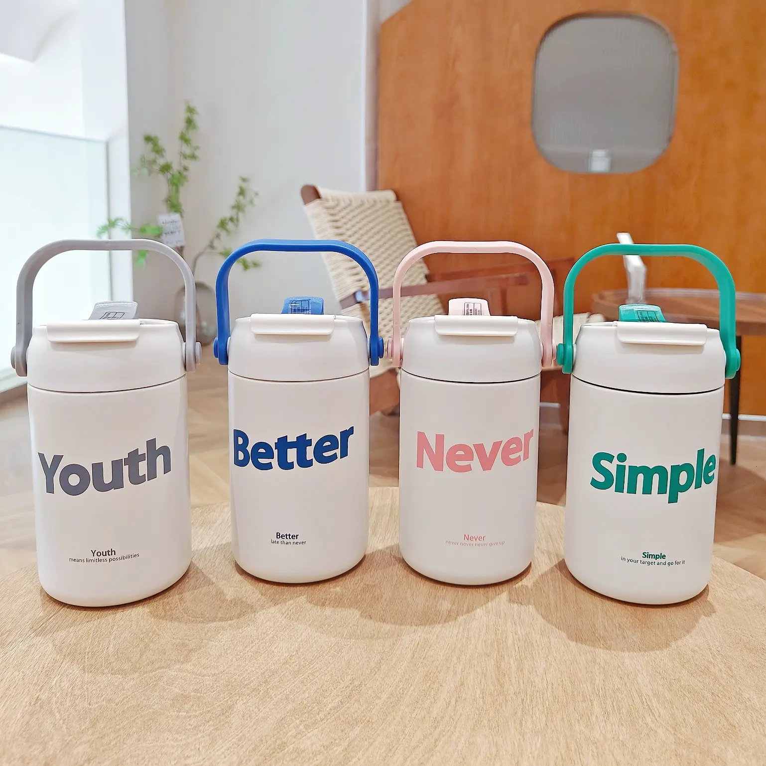 wholesale Simple style children's stainless steel vacuum cup with portable lid and straw kid water bottle factory