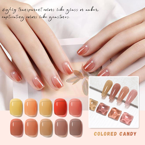 Esmalte de <span class=keywords><strong>Uñas</strong></span> en Gel UV Transparente Color Ámbar, 10 Colores, Semipermanente, Removible, Base de Agua, Gel UV LED - Product Image 1