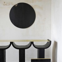 Mobilier de salon moderne design à la française Comptoir en métal Table en béton triple console en bois massif noir