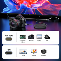 Câble Mini HDMI vers HDMI haute vitesse 18 Gbps HDMI2.0 4K60Hz 3D 1080P plaqué or pour caméra, caméscope, ordinateur portable, HDTV, moniteur