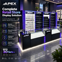Solution d'affichage intérieur complète APEX Custom Smoke Shop avec armoires de présentation, comptoirs et présentoirs muraux