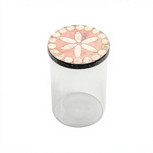 Acrylic <b>Sweets</b> Jar With Mother Of Pearl Lid Unique Design Round Shape <b>Sweet</b> Dry Fruits Storage <b>Box</b> For Sale - Product Image 1