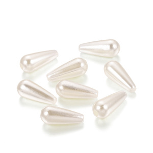 Perlas de imitación de color blanco roto en forma de lágrima con orificio recto para hacer pulseras de 10 mm - Product Image 4