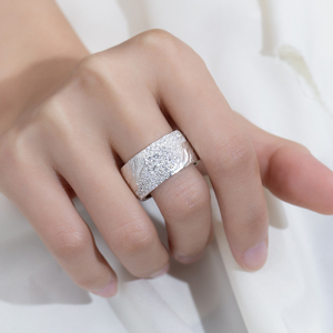 Messi Jewelry MSR-2095 925 <b>Silver</b> Round Diamond Hammered <b>Ring</b> Lab Grown Diamond <b>Ring</b> <b>Men</b> <b>Ring</b> - Product Image 5