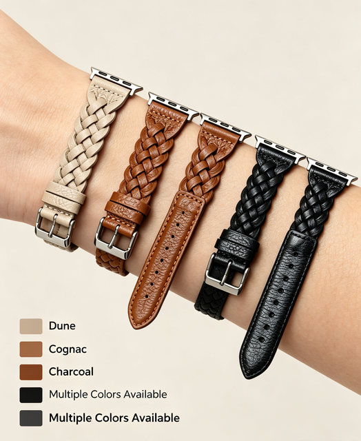 Keepwin New Luxury Braided Leather Smart Watch Band Strap for apple Watch Series 12 42mm 46mm  ultra 4 Watch Band 49mm