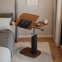 Table console mobile moderne à hauteur réglable, plateau en bois, structure métallique, bureau roulant pour ordinateur portable, meuble de salon, chambre à coucher, bureau d'étude