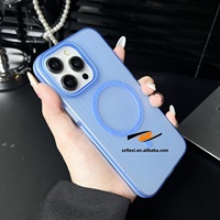 Coque magnétique ondulée colorée avec chargement sans fil pour iPhone 16 ProMax 15 14 13 12, transparente, anti-rayures, en PC rigide
