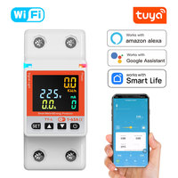 Disjoncteur intelligent Tuya avec mesure, mini 2P 63A, Wi-Fi, protection contre les fuites à la terre, compteur d'énergie, minuterie, pour maison connectée