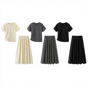 Chiffon A-Line Midi <b>Skirt</b> Solid Color <b>Elastic</b> Waist Comfortable Minimalist Style All Seasons Wear - Product Image 1