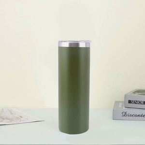 Hot Sale Sublimation Straight Tumbler 20oz White Stainless Steel Insulated Blank with <b>Metal</b> <b>Straw</b> Lid - Product Image 2