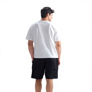Men's <b>White</b> Cotton T-Shirt Short Sleeve O-Neck Regular Fit Casual <b>Plain</b> <b>Tee</b> Breathable Canvas Fabric Front Logo 220g - Product Image 2