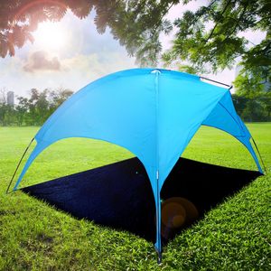 Auvent de camping en polyester avec cadre en fibre de verre, pliable, monocouche, grande tente de plage imperméable pour l'été, résistante au vent - Product Image 4