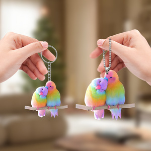 Nouveau Pendentif en Acrylique Naturel Transfrontalier, Ornement Coloré Oiseaux en <span class=keywords><strong>Couple</strong></span>, Décoration pour Rétroviseur de Voiture, Cadeau, <span class=keywords><strong>Porte</strong></span>-clés de Sac à Dos - Product Image 1