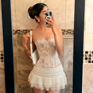 Jupe mini trapèze décontractée d'été 2026 en mousseline unie, style coréen, respirante, taille basse, avec short intégré - Product Image 4